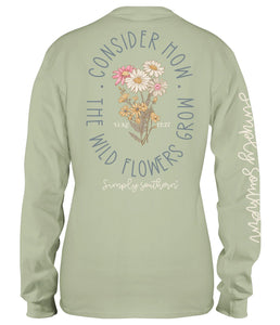 Simply Southern Consider How The Wildflowers Grow Long Sleeve Graphic Tee - Medium