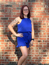 Load image into Gallery viewer, Summer Dreams Royal Blue Satin Romper
