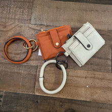 Load image into Gallery viewer, Sammie Mini Snap Wallet / Card Holder with Ring - Burnt Coral or Bone
