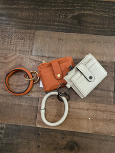 Sammie Mini Snap Wallet / Card Holder with Ring - Burnt Coral or Bone
