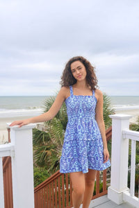 Simply Southern Blue Paisley Tiered Tank Dress