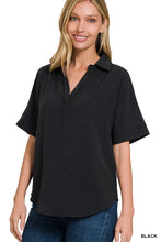 Load image into Gallery viewer, Simple Request Air Flow Collared Blouse - Ocean Blue or Black
