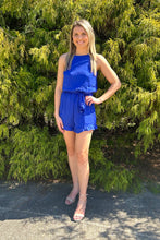 Load image into Gallery viewer, Summer Dreams Royal Blue Satin Romper - Small
