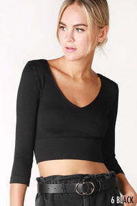 More Than I Could Ask For 3/4 Sleeve Crop Top - Stellar