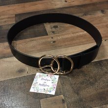 Load image into Gallery viewer, Faux leather double metal ring buckle belt Length: 44.5&quot; Width: 1.5&quot;
