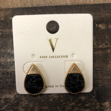 Load image into Gallery viewer, Our Abigail Teardrop Stud Earring has a natural stone and comes in two colors, Black and Brown!
