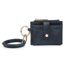 Load image into Gallery viewer, Sammie Mini Snap Wallet / Card Holder with Ring - Navy or Rose Gold
