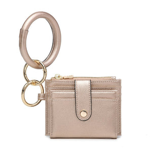 Sammie Mini Snap Wallet / Card Holder with Ring - Navy or Rose Gold